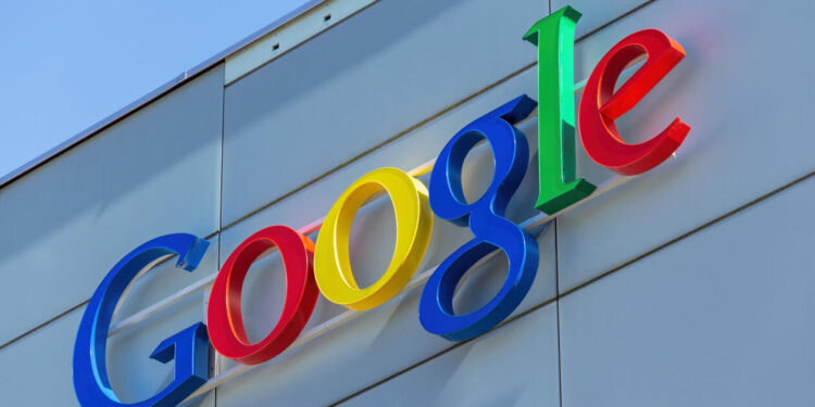 Zurich, Switzerland - 24 June, 2015: Google sign on the wall of the Google office building. Google is a multinational technology company specializing in Internet-related services and products.