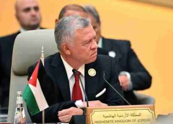 Jordan's King Abdullah II attends the Jeddah Security and Development Summit (GCC+3) at a hotel in Saudi Arabia's Red Sea coastal city of Jeddah on July 16, 2022. (Photo by MANDEL NGAN / AFP)