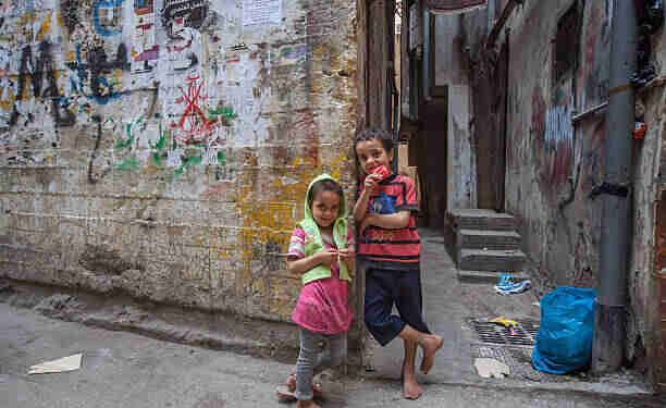 Beirut, Lebanon - May 10, 2013: Syrian Refugee children in Shatila camp. The camp also hosts Palestinian refugees.