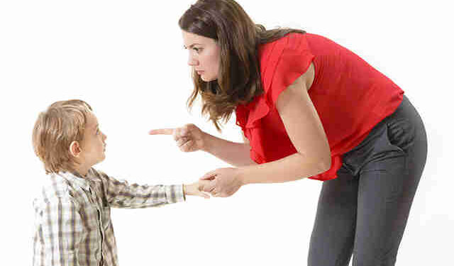 Mother disciplining her child