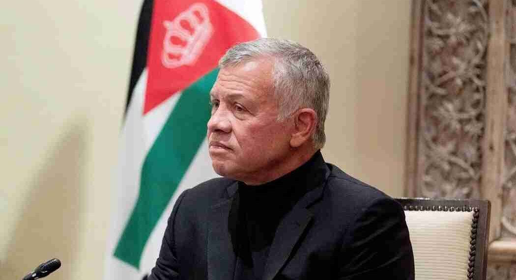 FILE PHOTO: Jordan's King Abdullah II listens during a meeting in Amman, Jordan, May 26, 2021. Alex Brandon/Pool via REUTERS/File Photo