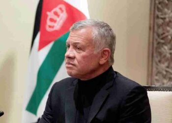 FILE PHOTO: Jordan's King Abdullah II listens during a meeting in Amman, Jordan, May 26, 2021. Alex Brandon/Pool via REUTERS/File Photo