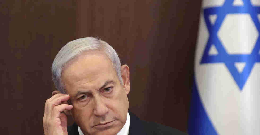 FILE -  Israeli Prime Minister Benjamin Netanyahu attends the weekly cabinet meeting in the prime minister's office in Jerusalem, Sunday, June 25, 2023. Netanyahu's office says he has been rushed to a hospital but that is in “good condition” as he undergoes a medical evaluation. The Israeli leader’s office said he was being treated on Saturday, July 15, 2023 at Israel’s Sheba Hospital, near Tel Aviv. (Abir Sultan/Pool Photo via AP, File)