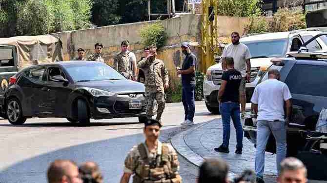 Lebanese army forces deploy near the US embassy in Beirut on June 5, 2024, after a Syrian man was arrested following a shooting near the embassy. (Photo by JOSEPH EID / AFP)