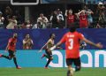 فرحة لاعبي المنتخب المصري بعد تسجيل الهدف الثاني في مرمى الأرجنتين